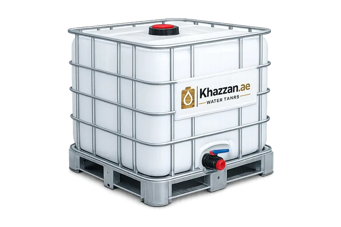 1000 litre IBC tank with galvanised cage and pallet base